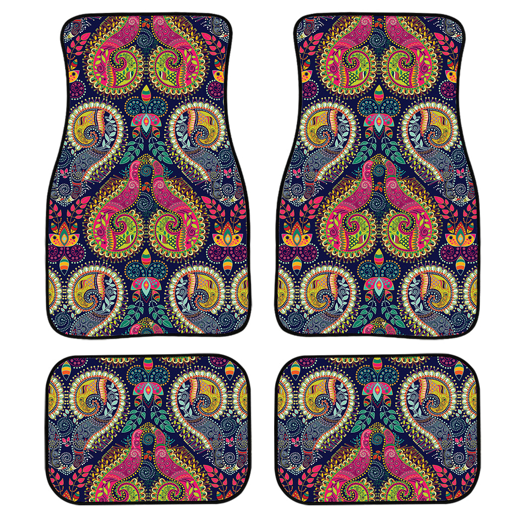 Colorful Boho Paisley Pattern Print Front and Back Car Floor Mats