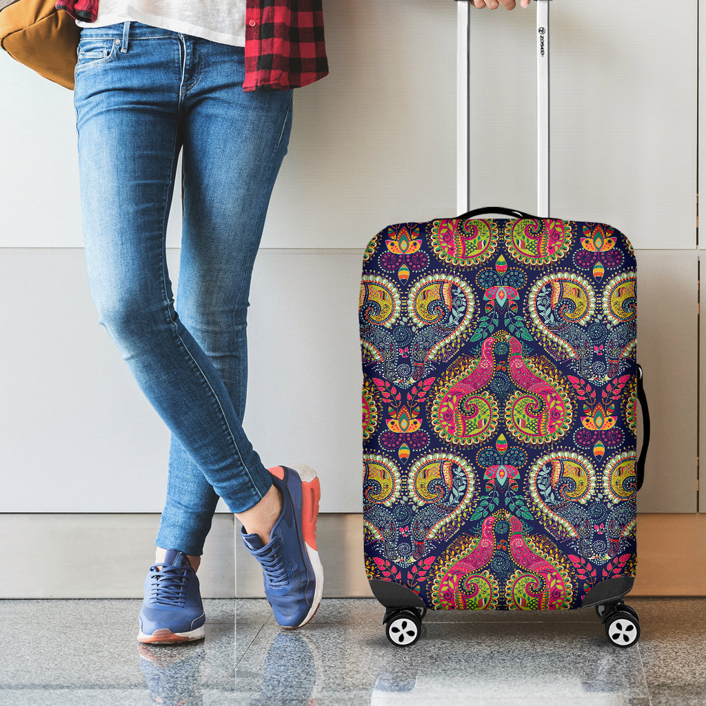 Colorful Boho Paisley Pattern Print Luggage Cover