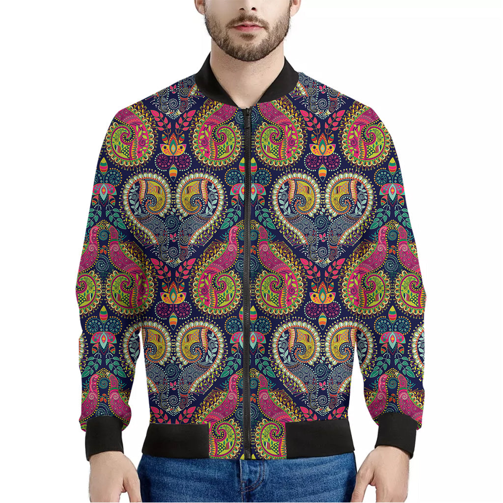 Colorful Boho Paisley Pattern Print Men's Bomber Jacket