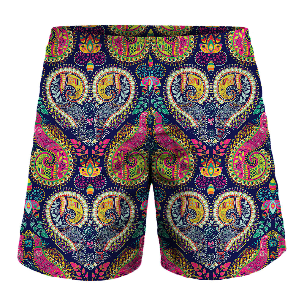 Colorful Boho Paisley Pattern Print Men's Shorts