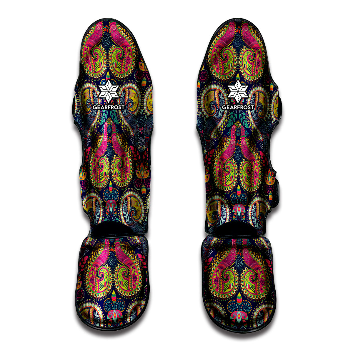 Colorful Boho Paisley Pattern Print Muay Thai Shin Guards