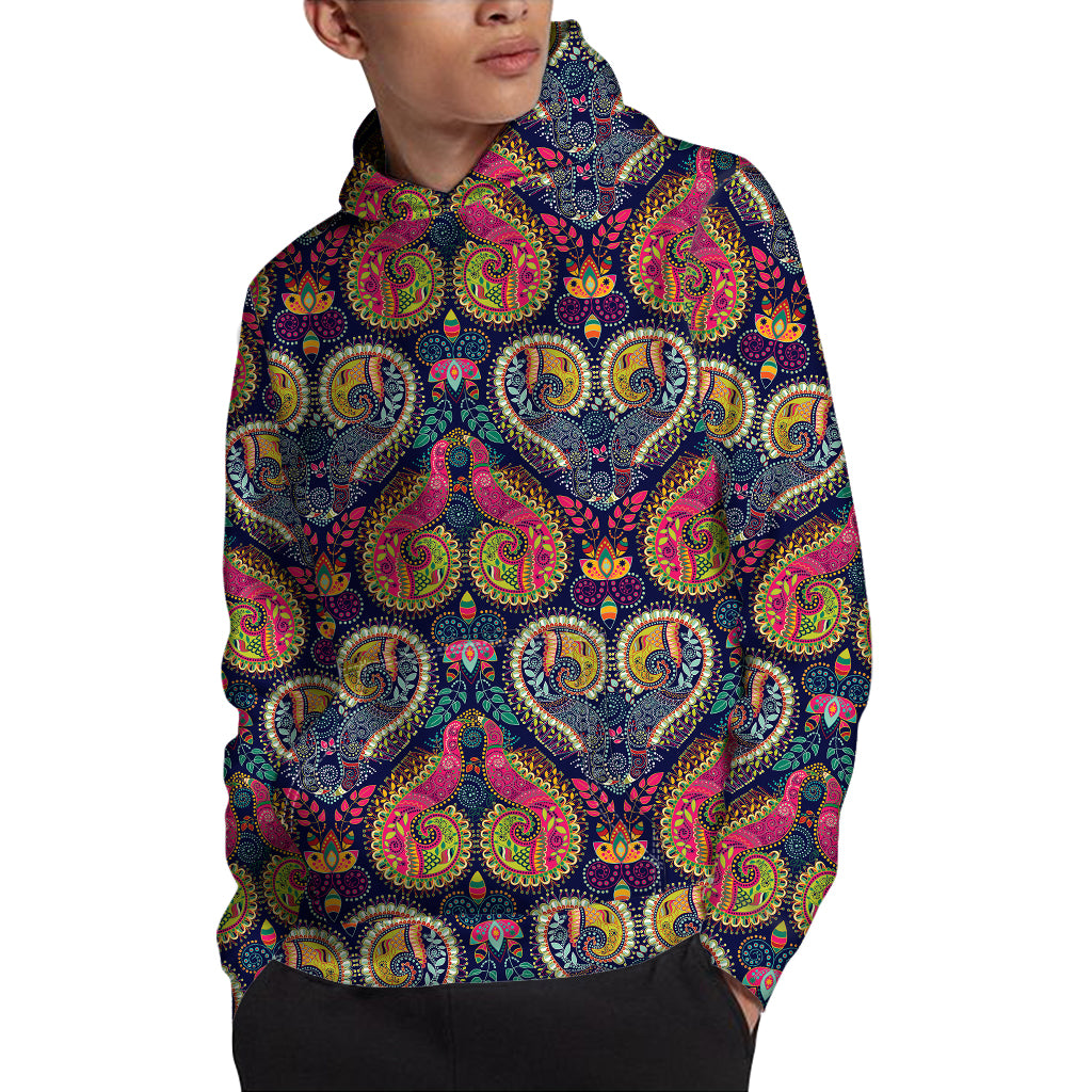 Colorful Boho Paisley Pattern Print Pullover Hoodie