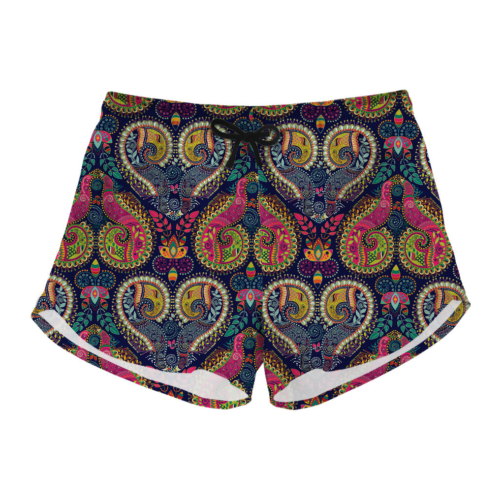 Colorful Boho Paisley Pattern Print Women's Shorts