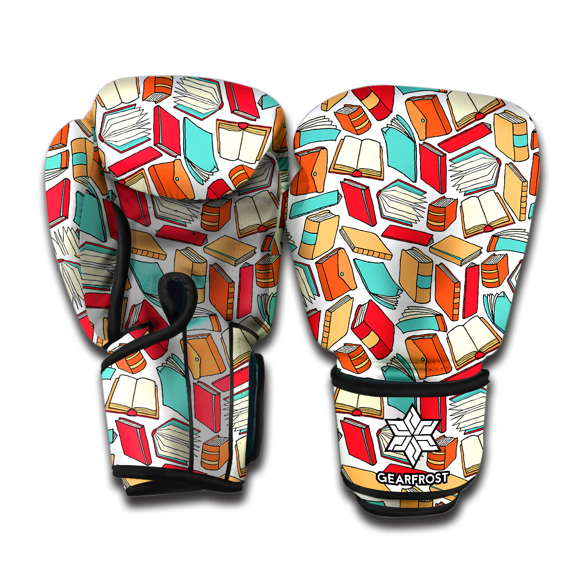 Colorful Books Pattern Print Boxing Gloves