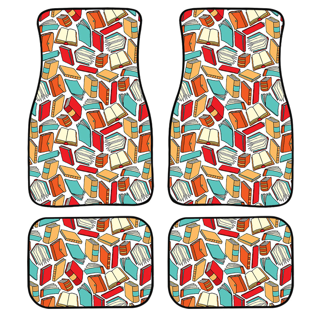 Colorful Books Pattern Print Front and Back Car Floor Mats