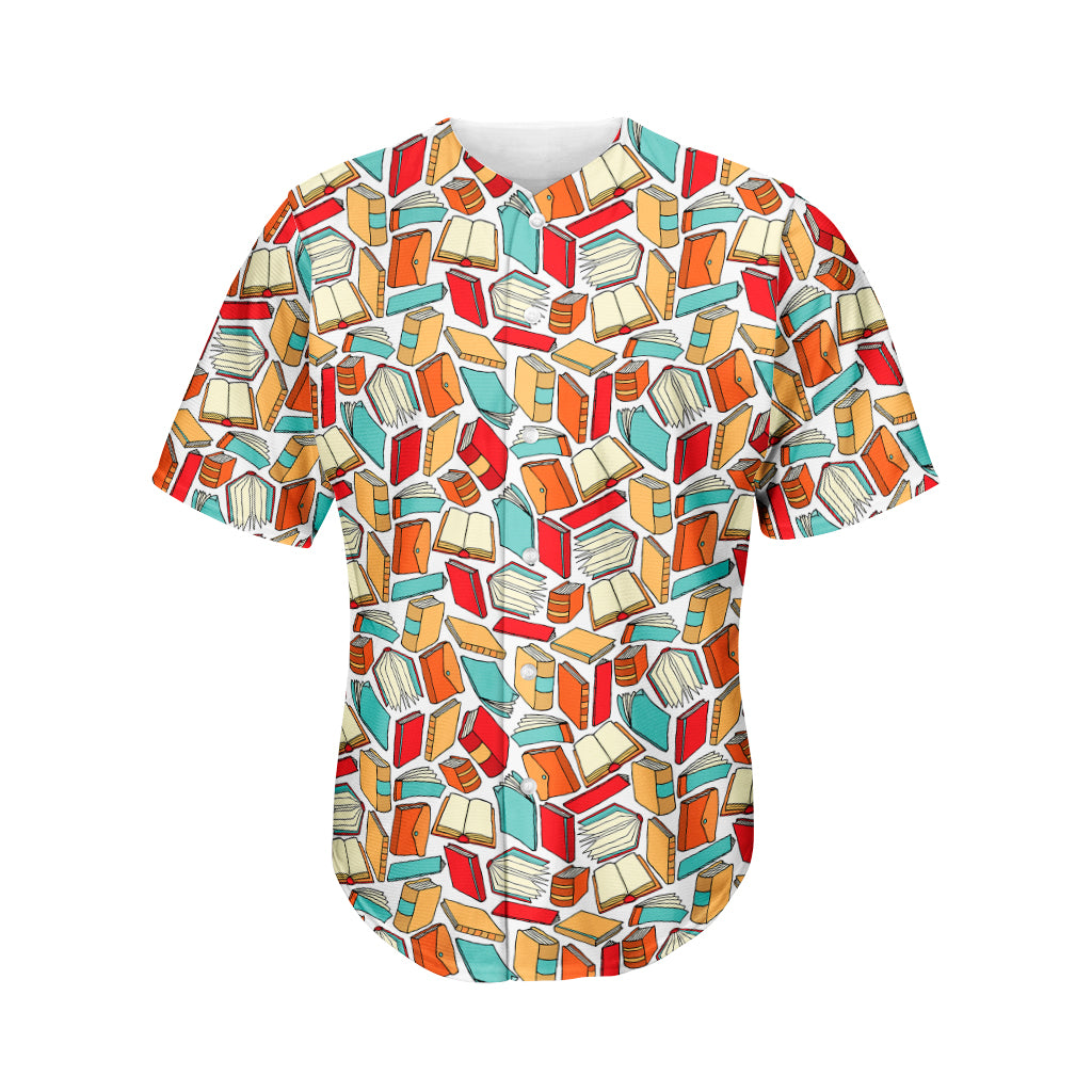 Colorful Books Pattern Print Men's Baseball Jersey