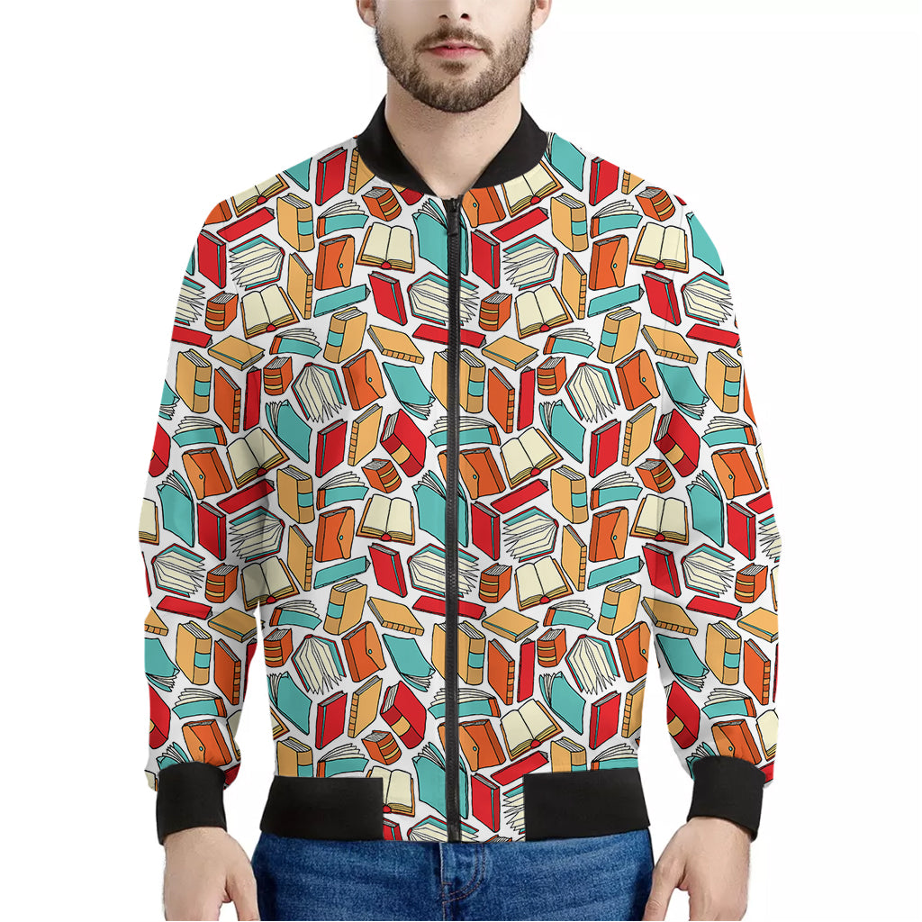 Colorful Books Pattern Print Men's Bomber Jacket