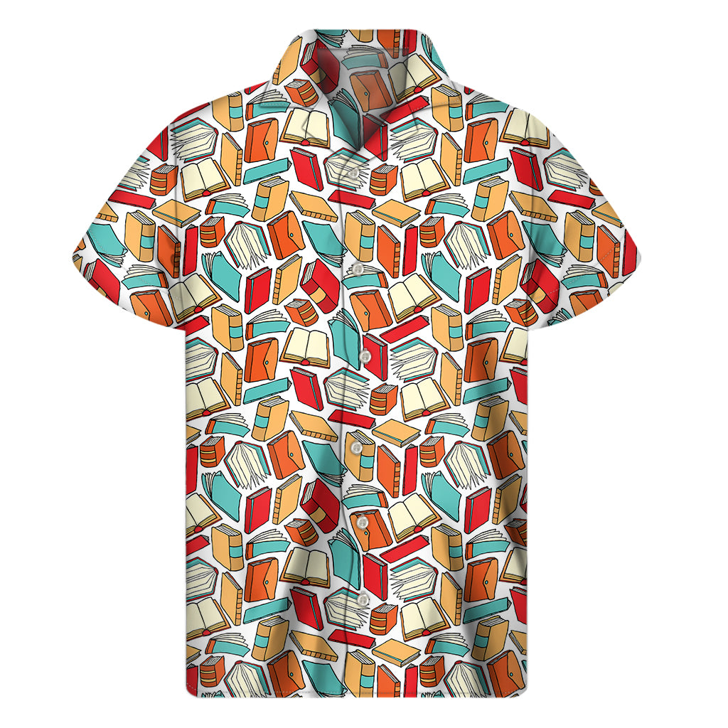 Colorful Books Pattern Print Men's Short Sleeve Shirt