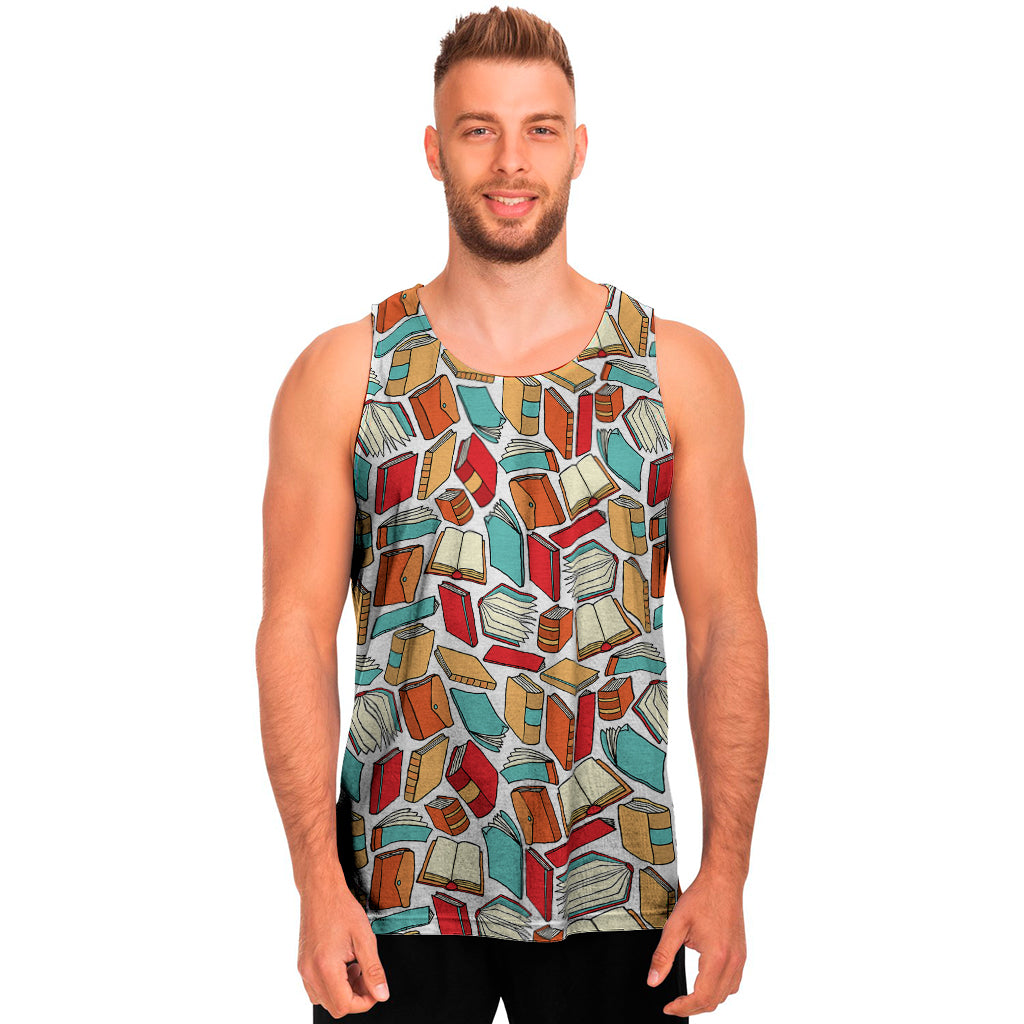 Colorful Books Pattern Print Men's Tank Top