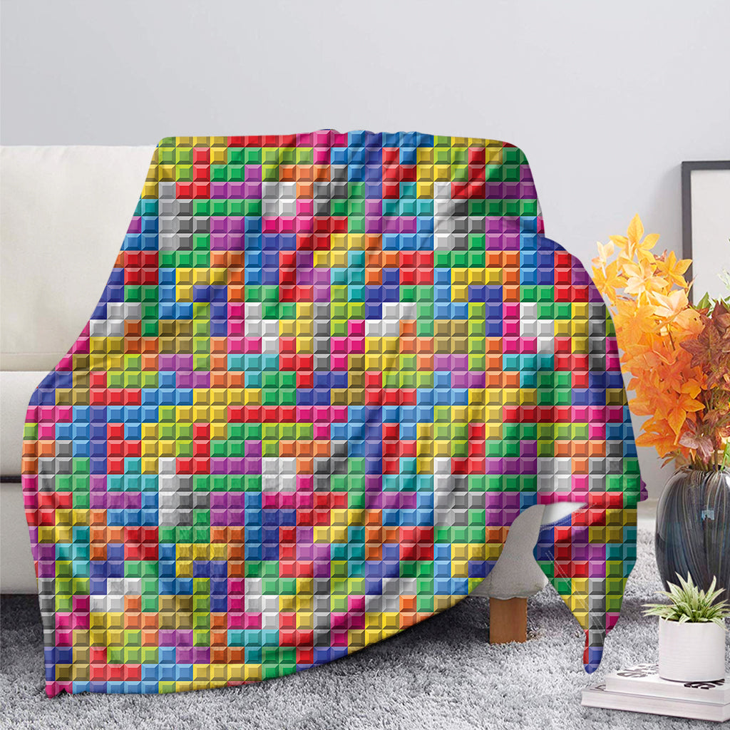 Colorful Brick Puzzle Game Pattern Print Blanket