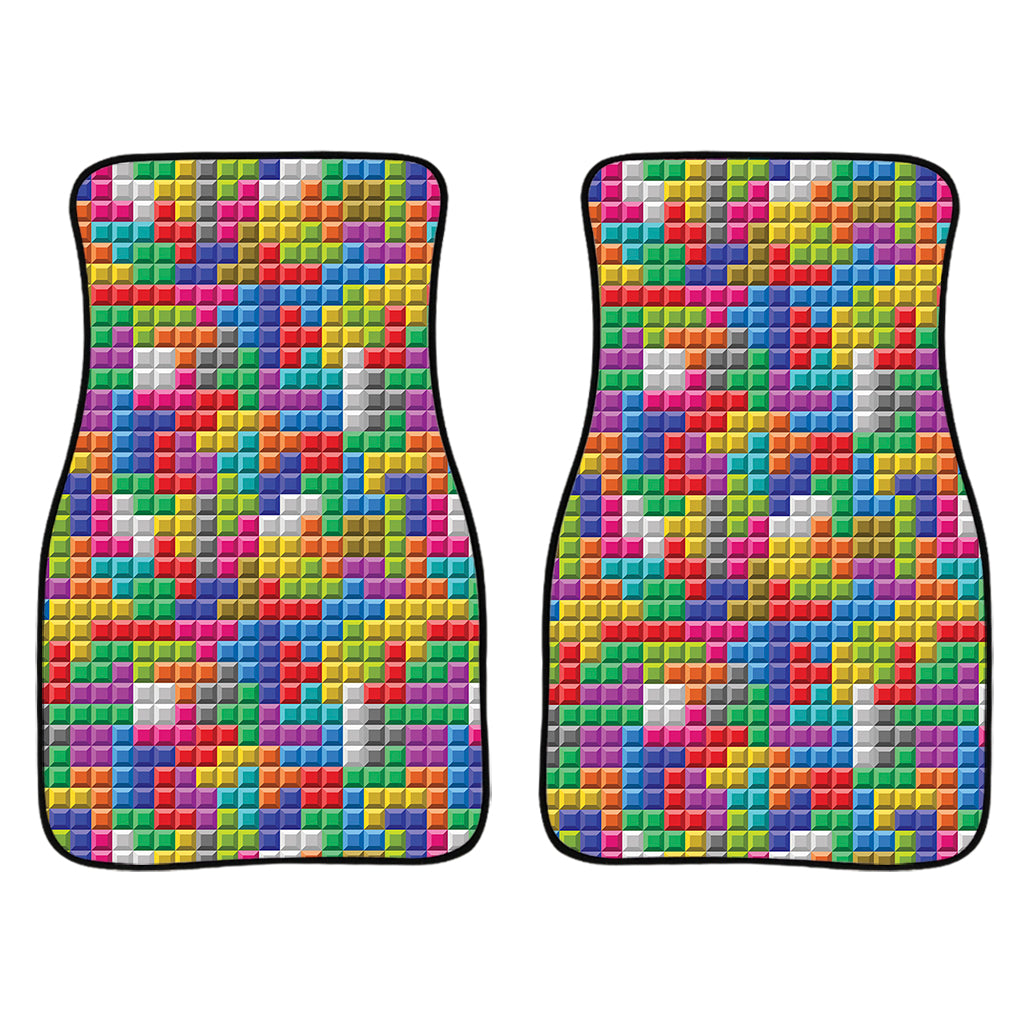 Colorful Brick Puzzle Game Pattern Print Front Car Floor Mats