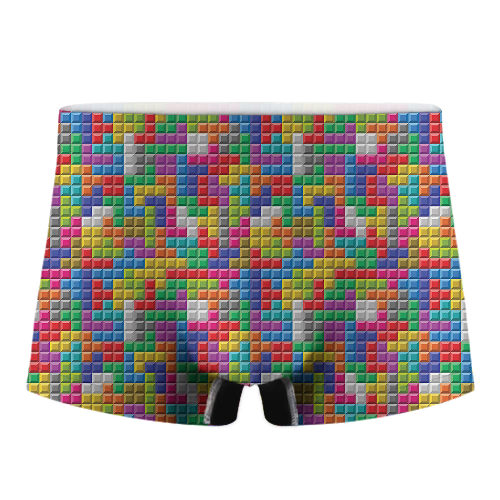 Colorful Brick Puzzle Game Pattern Print Men's Boxer Briefs