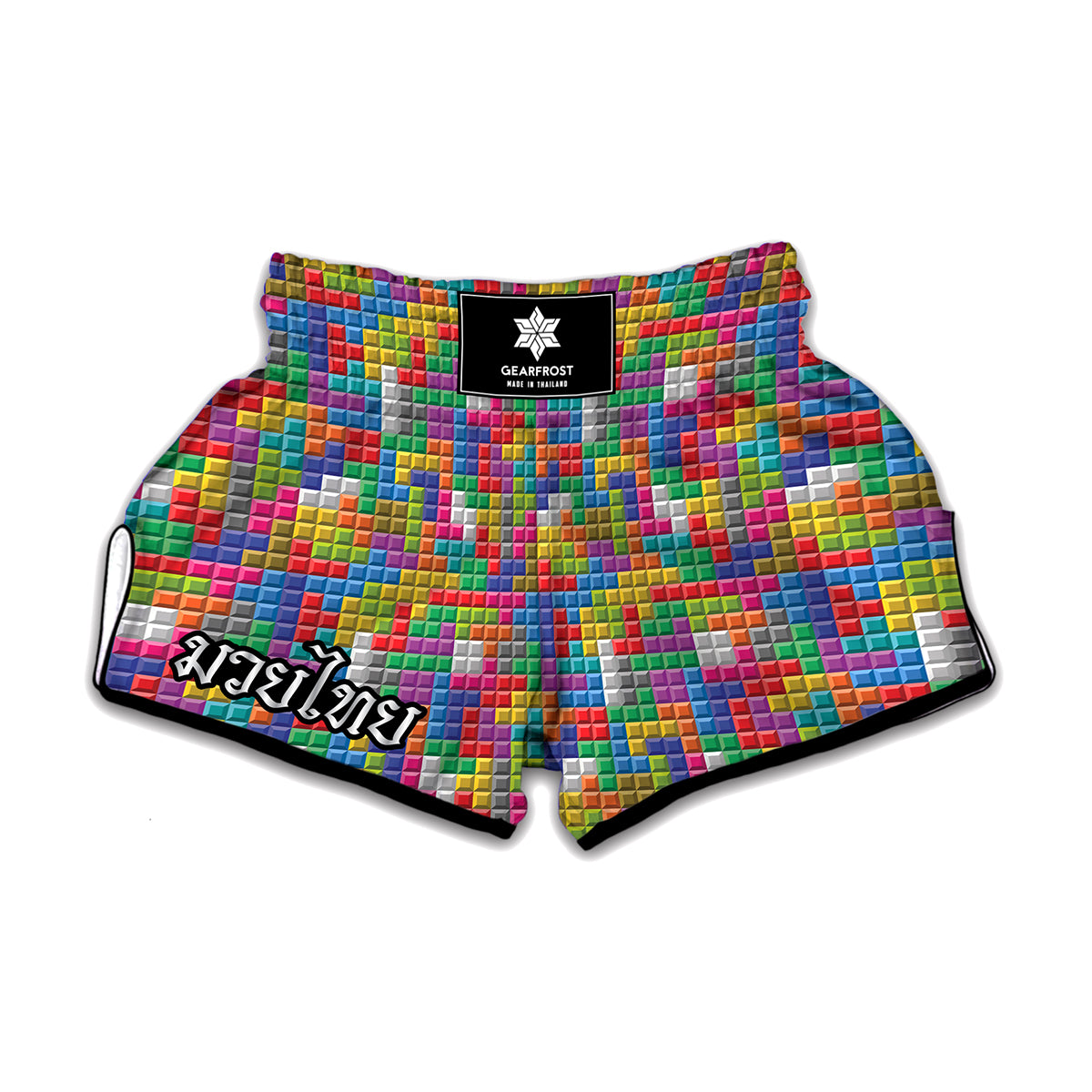 Colorful Brick Puzzle Game Pattern Print Muay Thai Boxing Shorts