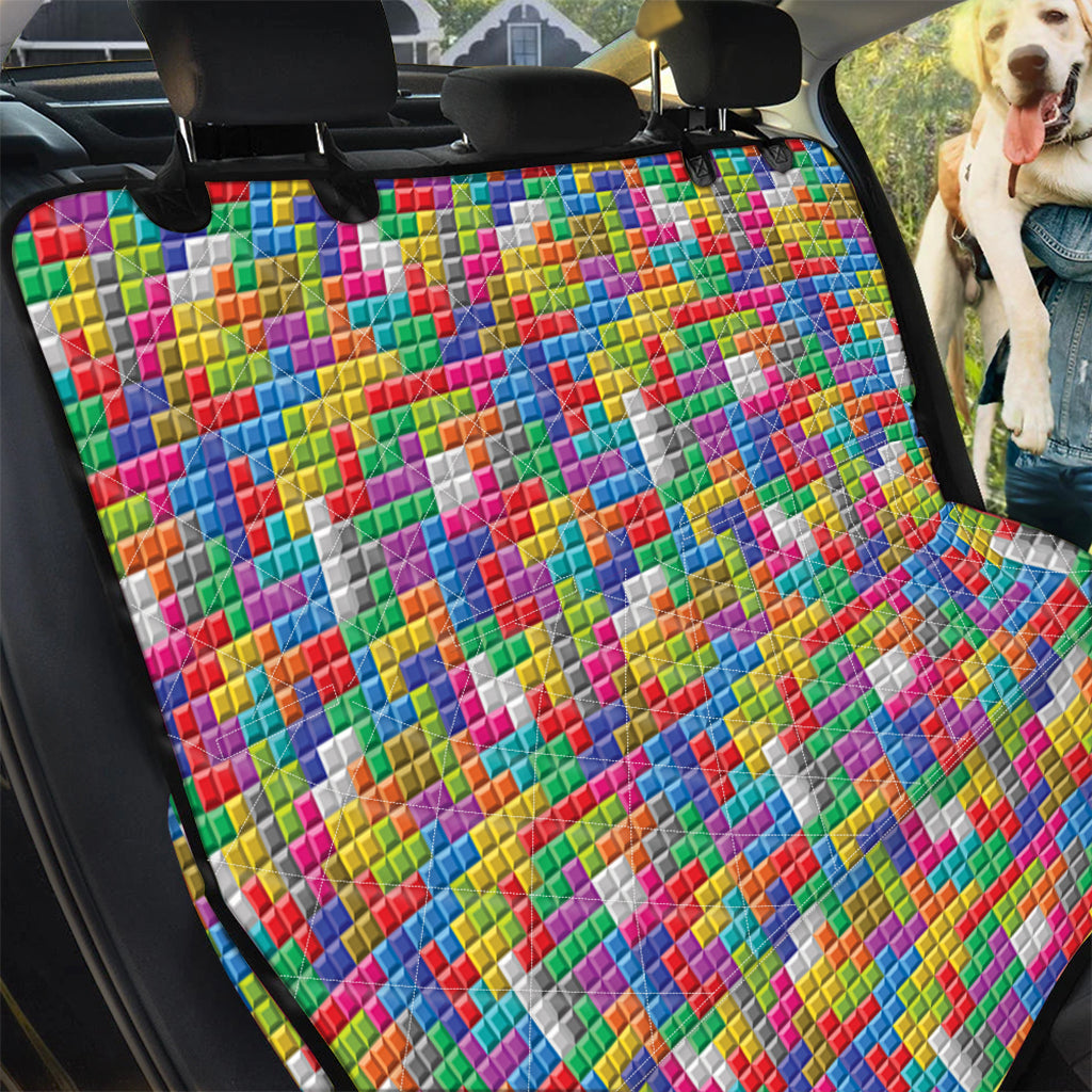 Colorful Brick Puzzle Game Pattern Print Pet Car Back Seat Cover