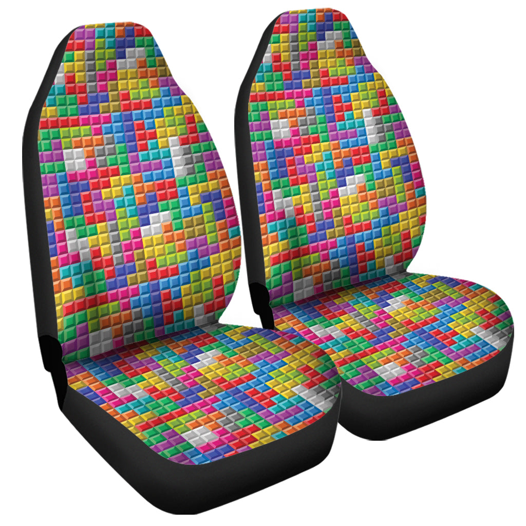 Colorful Brick Puzzle Game Pattern Print Universal Fit Car Seat Covers