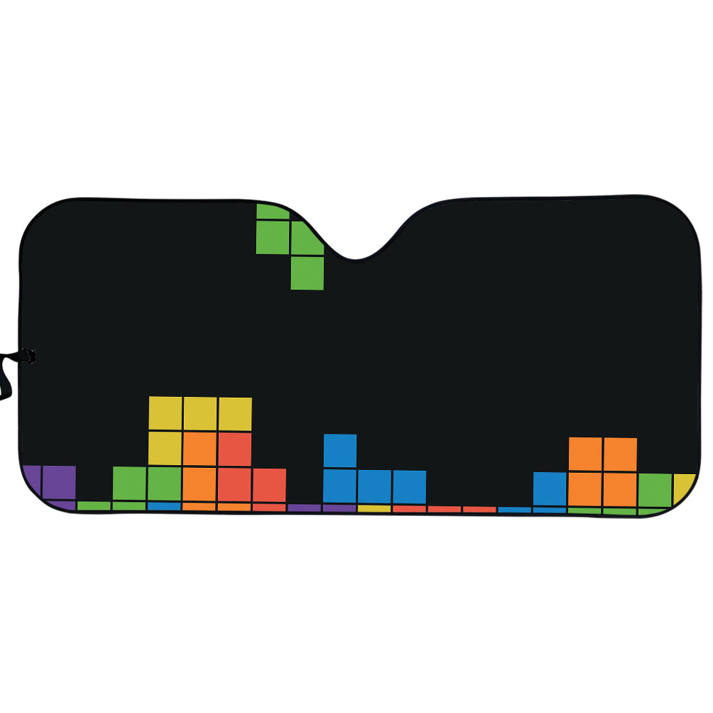 Colorful Brick Puzzle Video Game Print Car Sun Shade