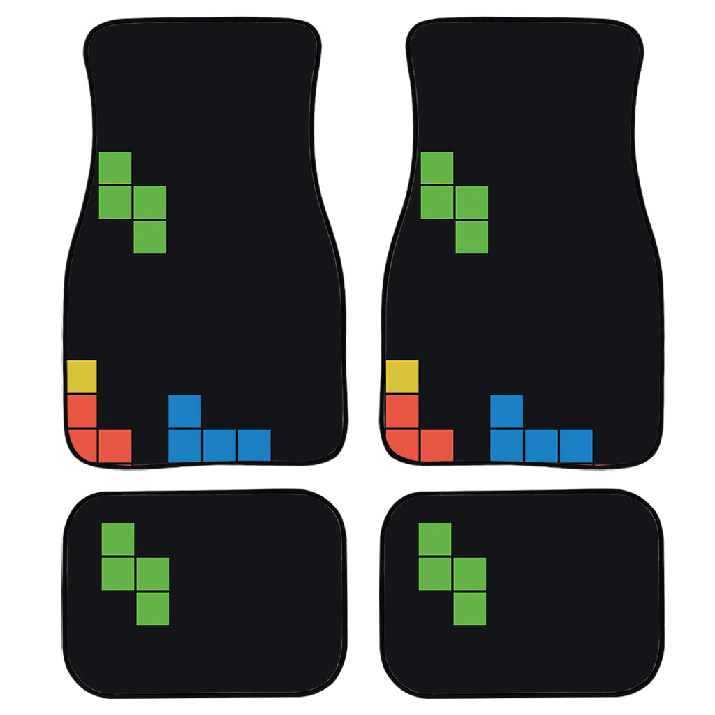 Colorful Brick Puzzle Video Game Print Front and Back Car Floor Mats