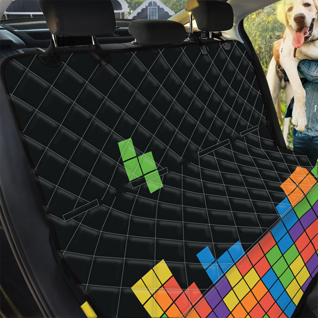 Colorful Brick Puzzle Video Game Print Pet Car Back Seat Cover