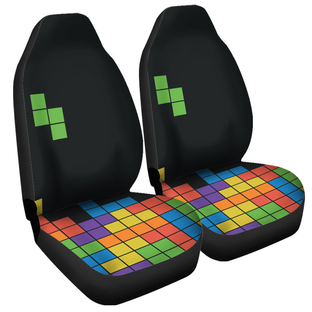 Colorful Brick Puzzle Video Game Print Universal Fit Car Seat Covers