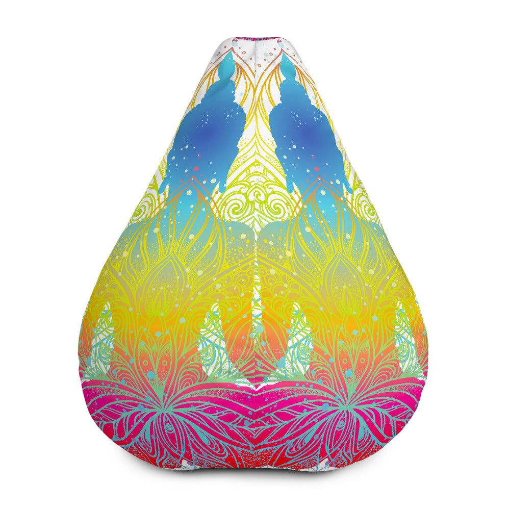 Colorful Buddha Lotus Print Bean Bag Cover