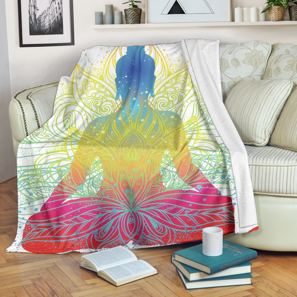 Colorful Buddha Lotus Print Blanket