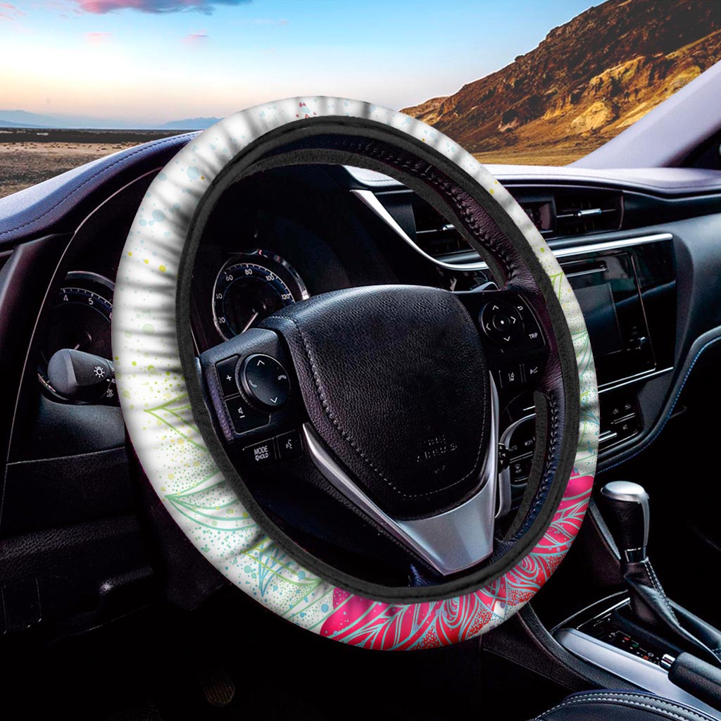 Colorful Buddha Lotus Print Car Steering Wheel Cover