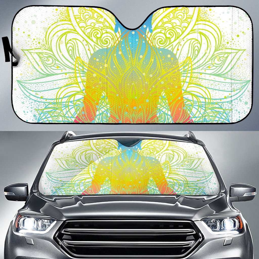 Colorful Buddha Lotus Print Car Sun Shade