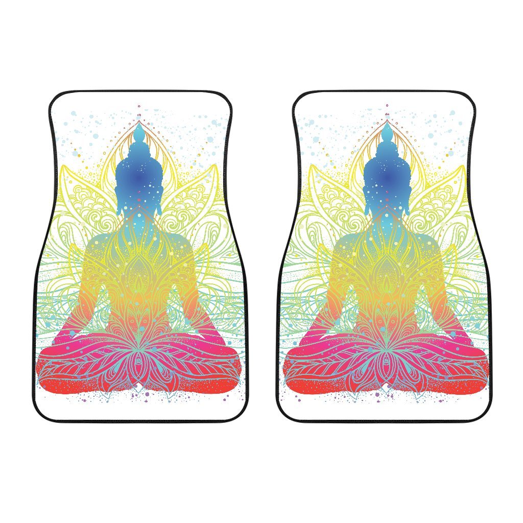 Colorful Buddha Lotus Print Front Car Floor Mats