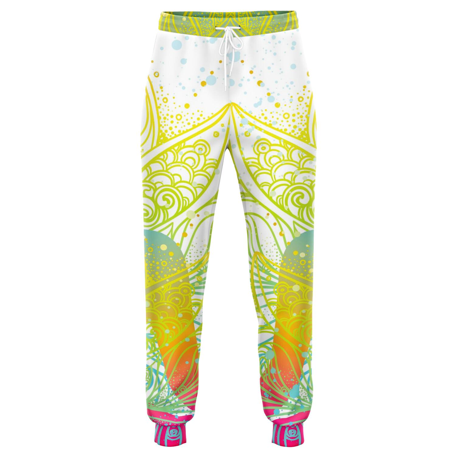 Colorful Buddha Lotus Print Jogger Pants