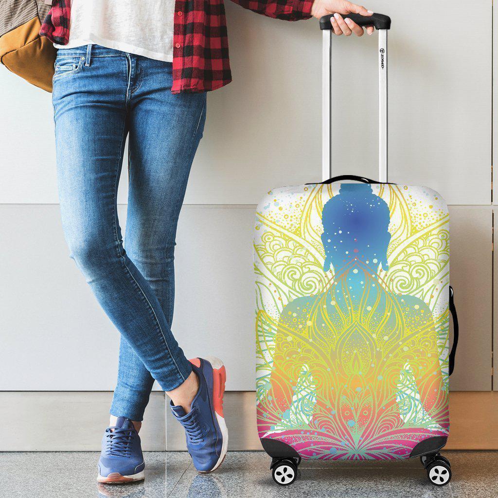 Colorful Buddha Lotus Print Luggage Cover