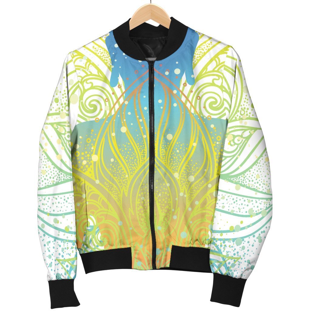 Colorful Buddha Lotus Print Men's Bomber Jacket