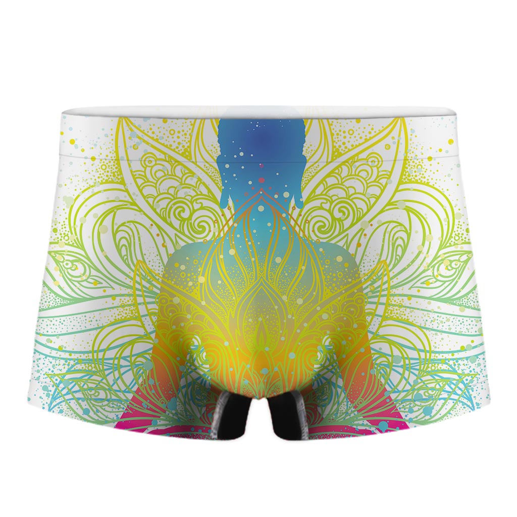 Colorful Buddha Lotus Print Men's Boxer Briefs