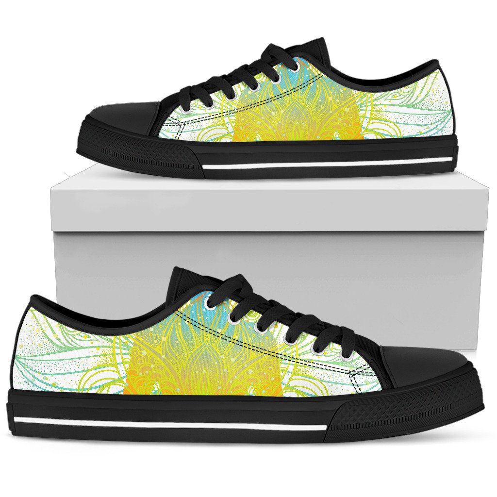 Colorful Buddha Lotus Print Men's Low Top Shoes