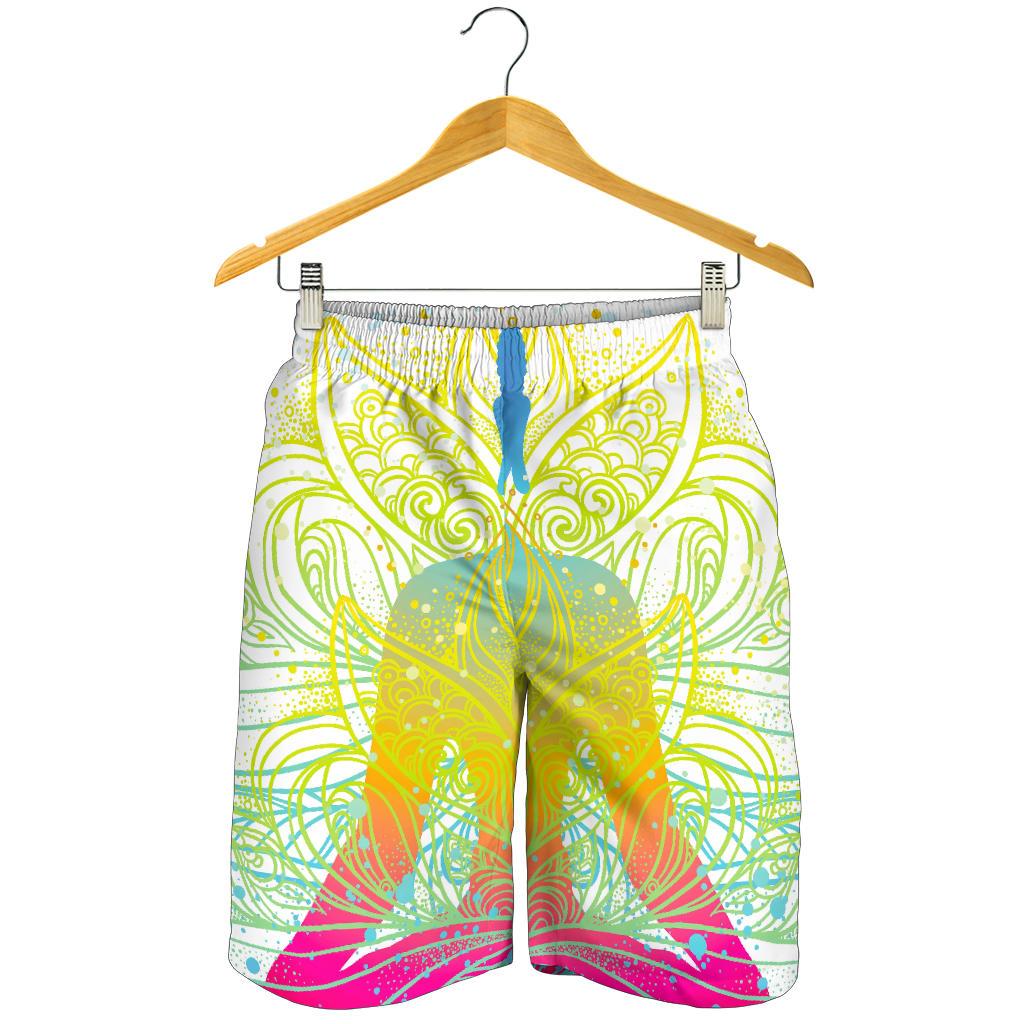 Colorful Buddha Lotus Print Men's Shorts