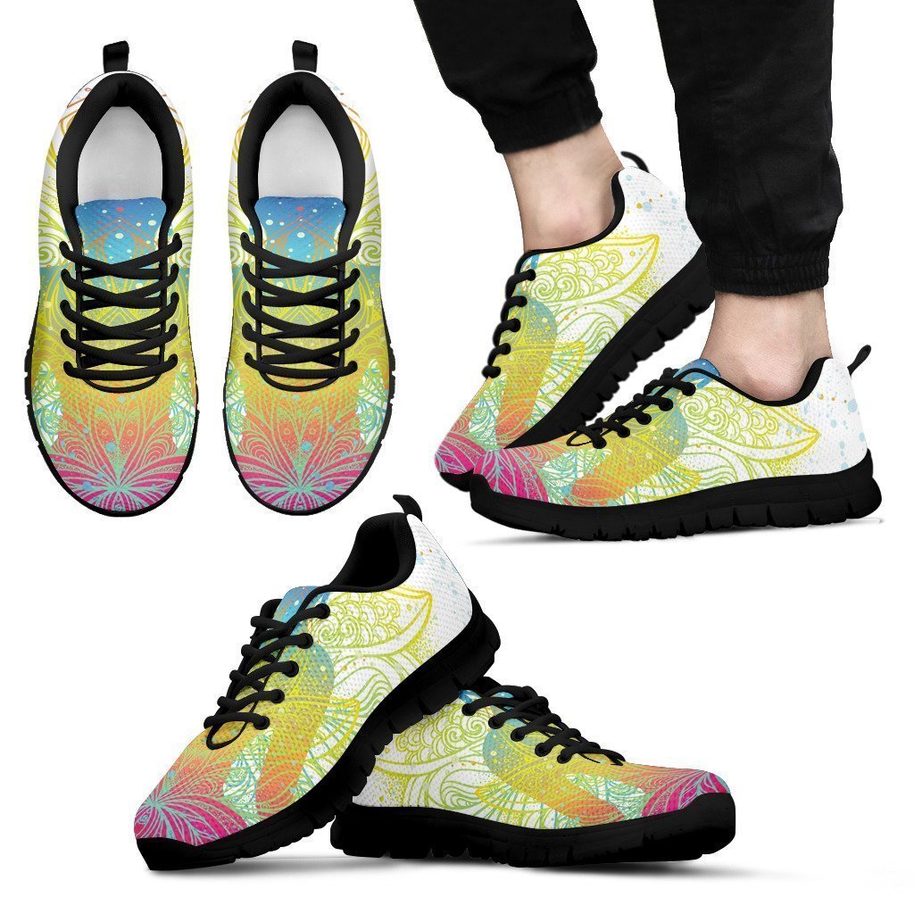 Colorful Buddha Lotus Print Men's Sneakers