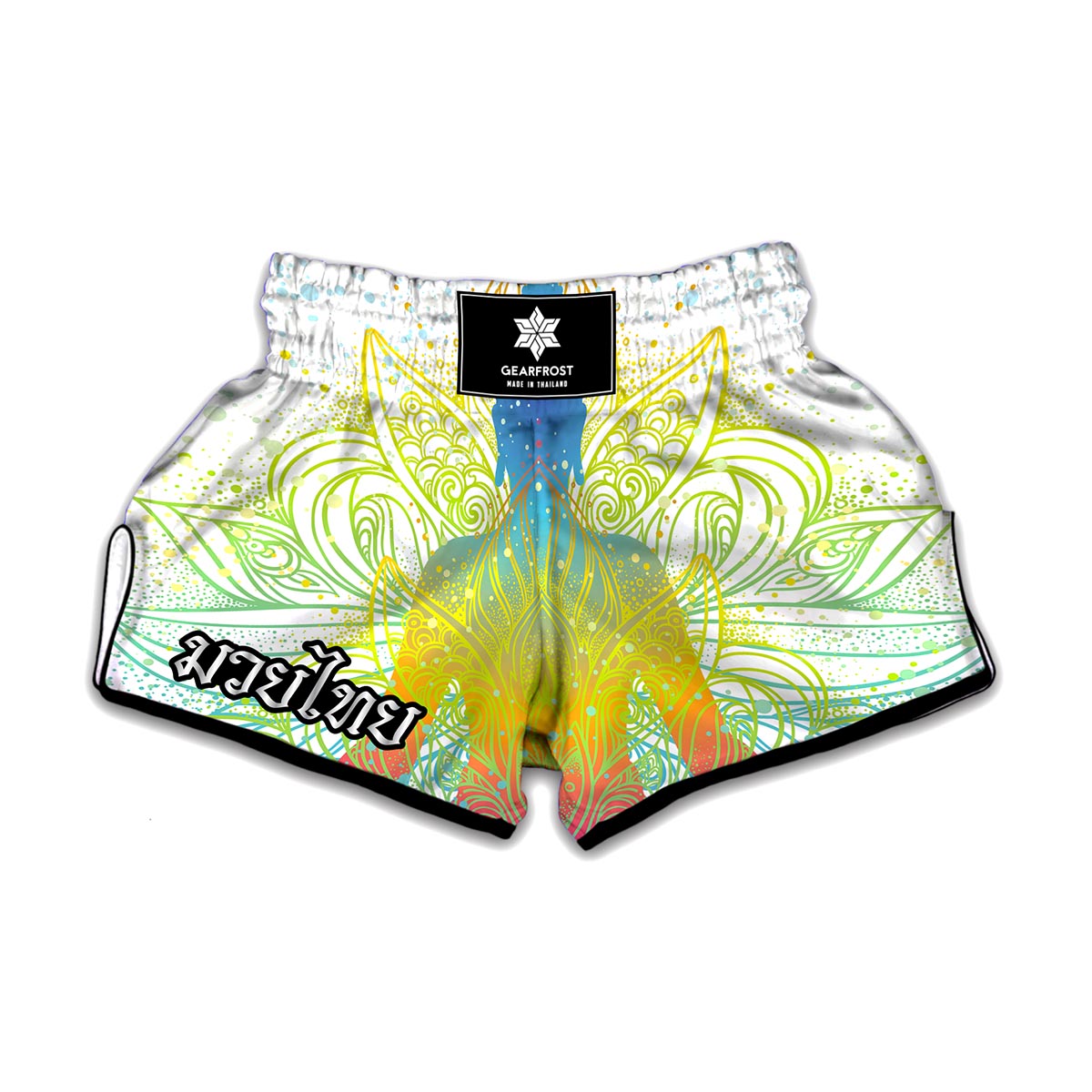 Colorful Buddha Lotus Print Muay Thai Boxing Shorts