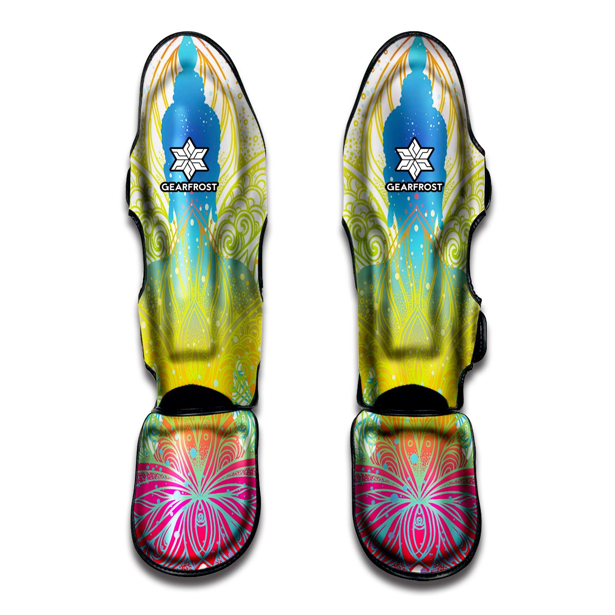 Colorful Buddha Lotus Print Muay Thai Shin Guards