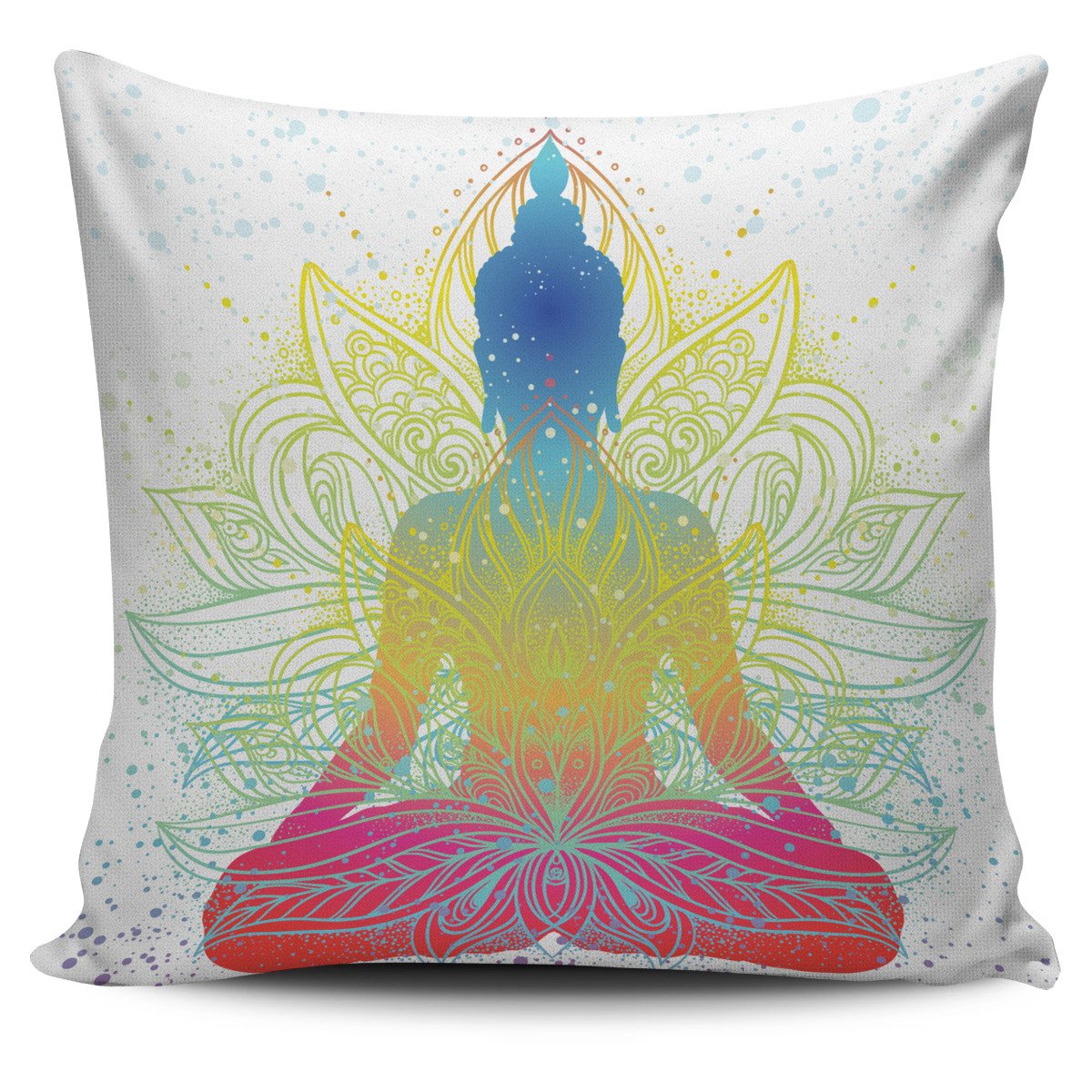 Colorful Buddha Lotus Print Pillow Cover