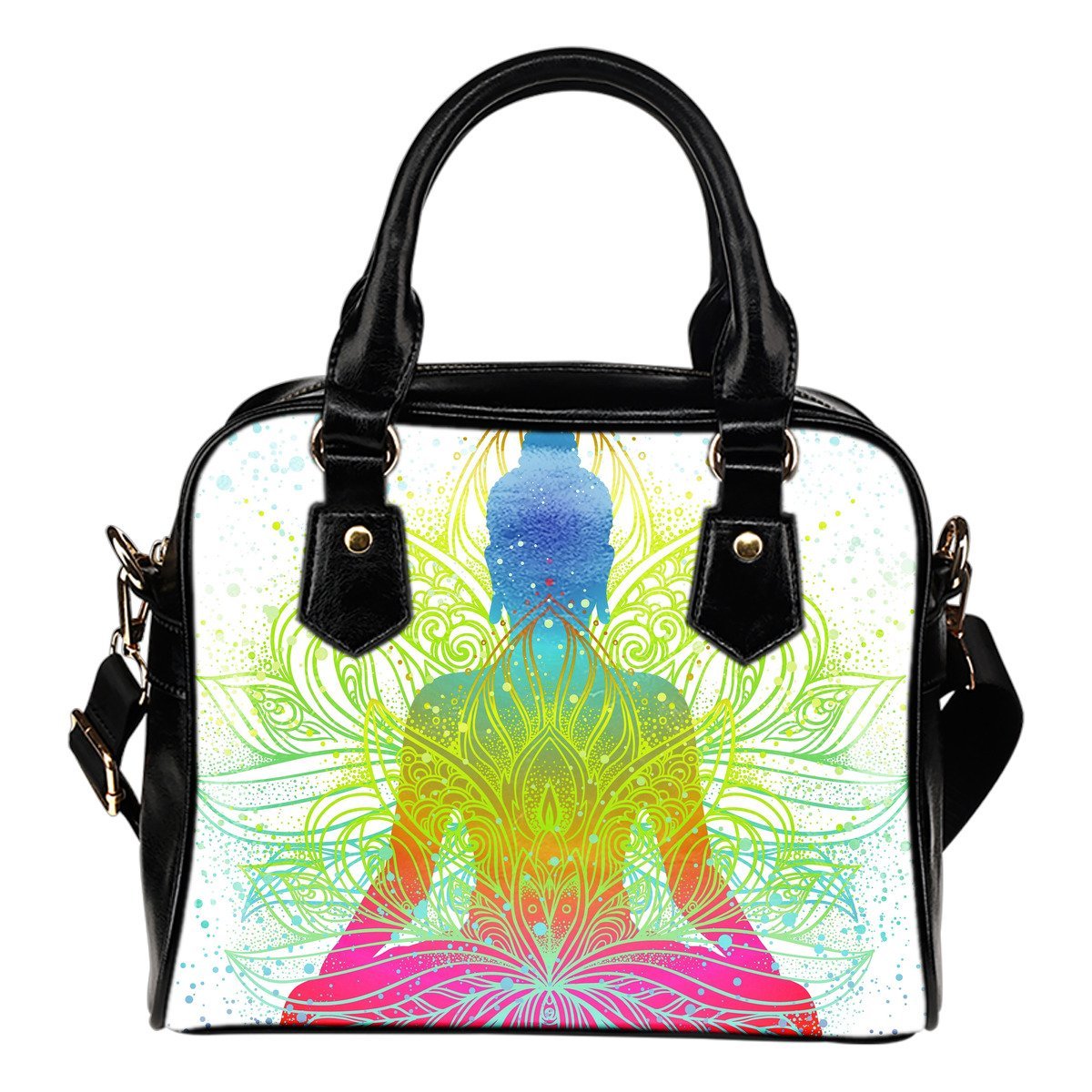 Colorful Buddha Lotus Print Shoulder Handbag