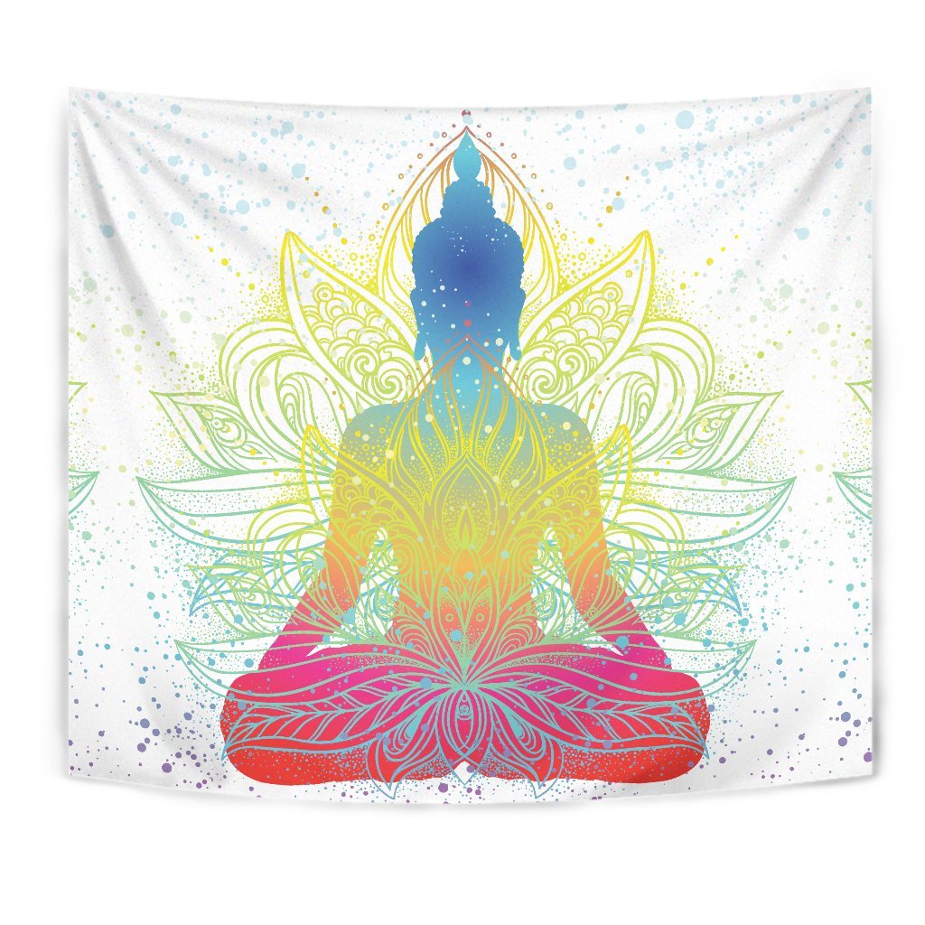 Colorful Buddha Lotus Print Wall Tapestry