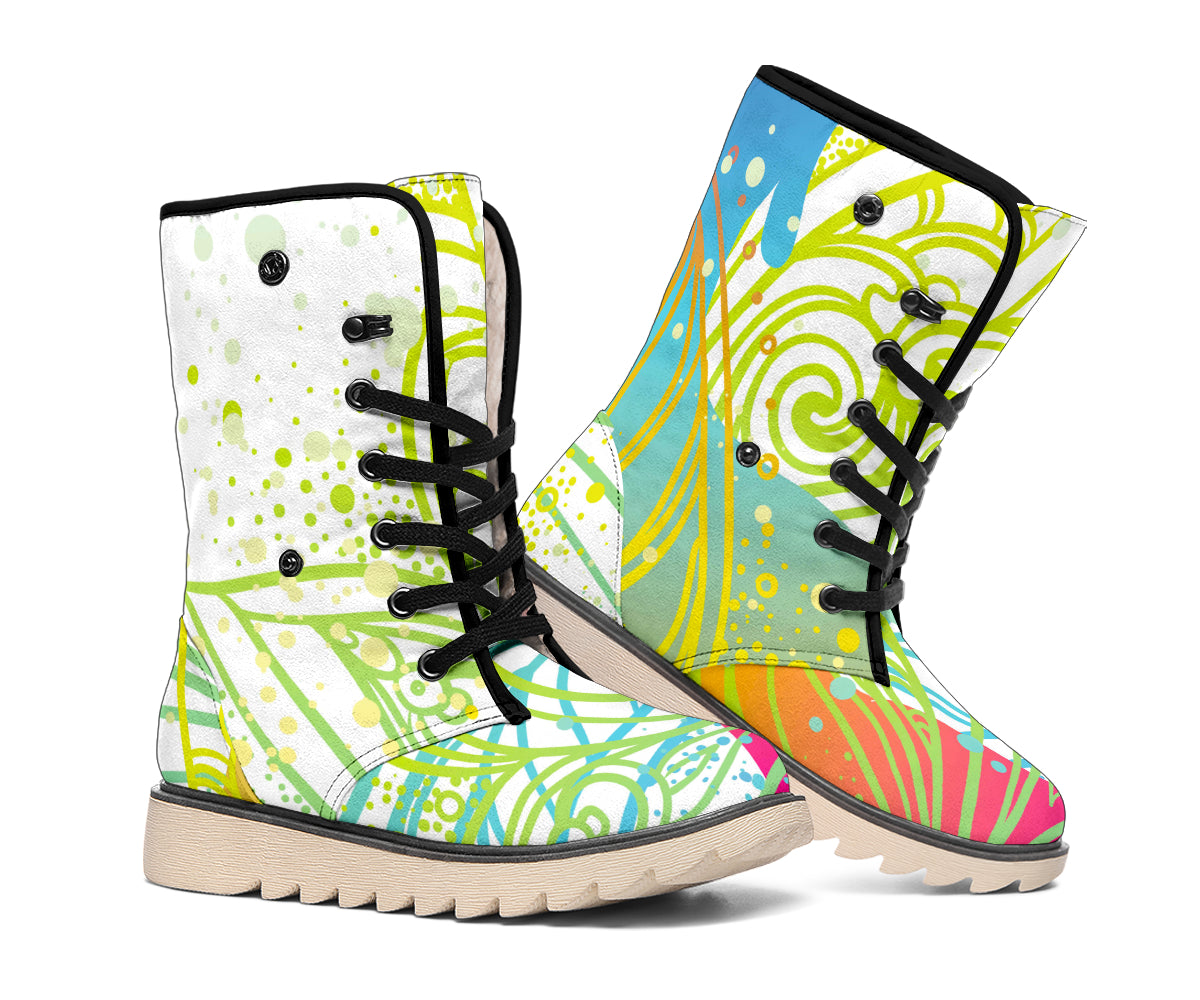 Colorful Buddha Lotus Print Winter Boots