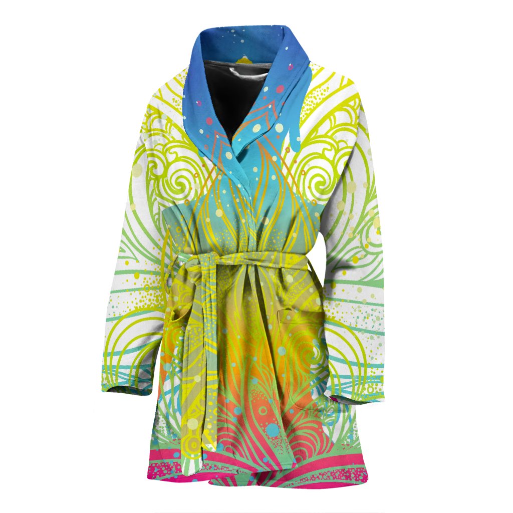 Colorful Buddha Lotus Print Women's Bathrobe