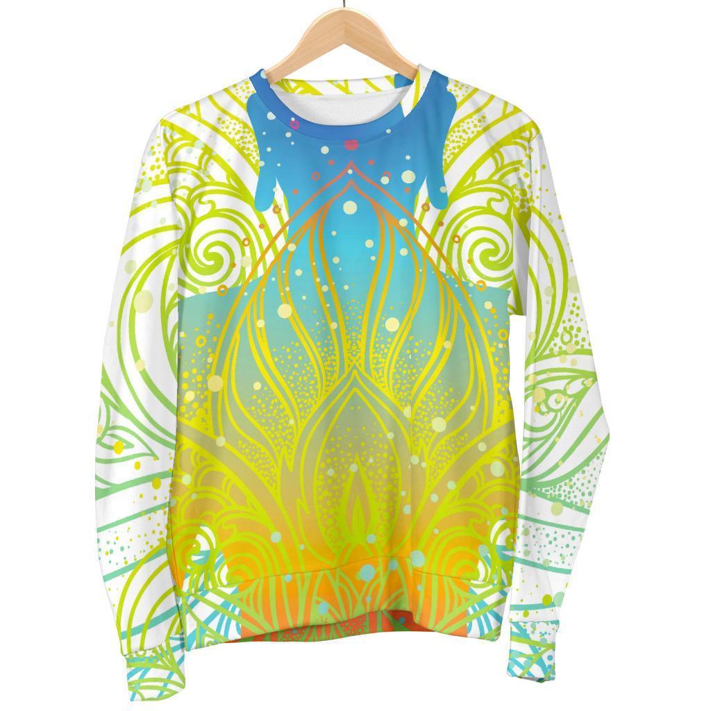 Colorful Buddha Lotus Print Women's Crewneck Sweatshirt