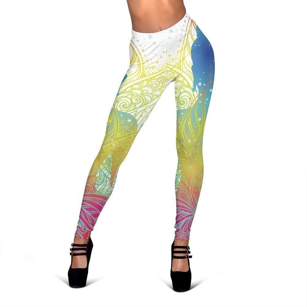 Colorful Buddha Lotus Print Women's Leggings