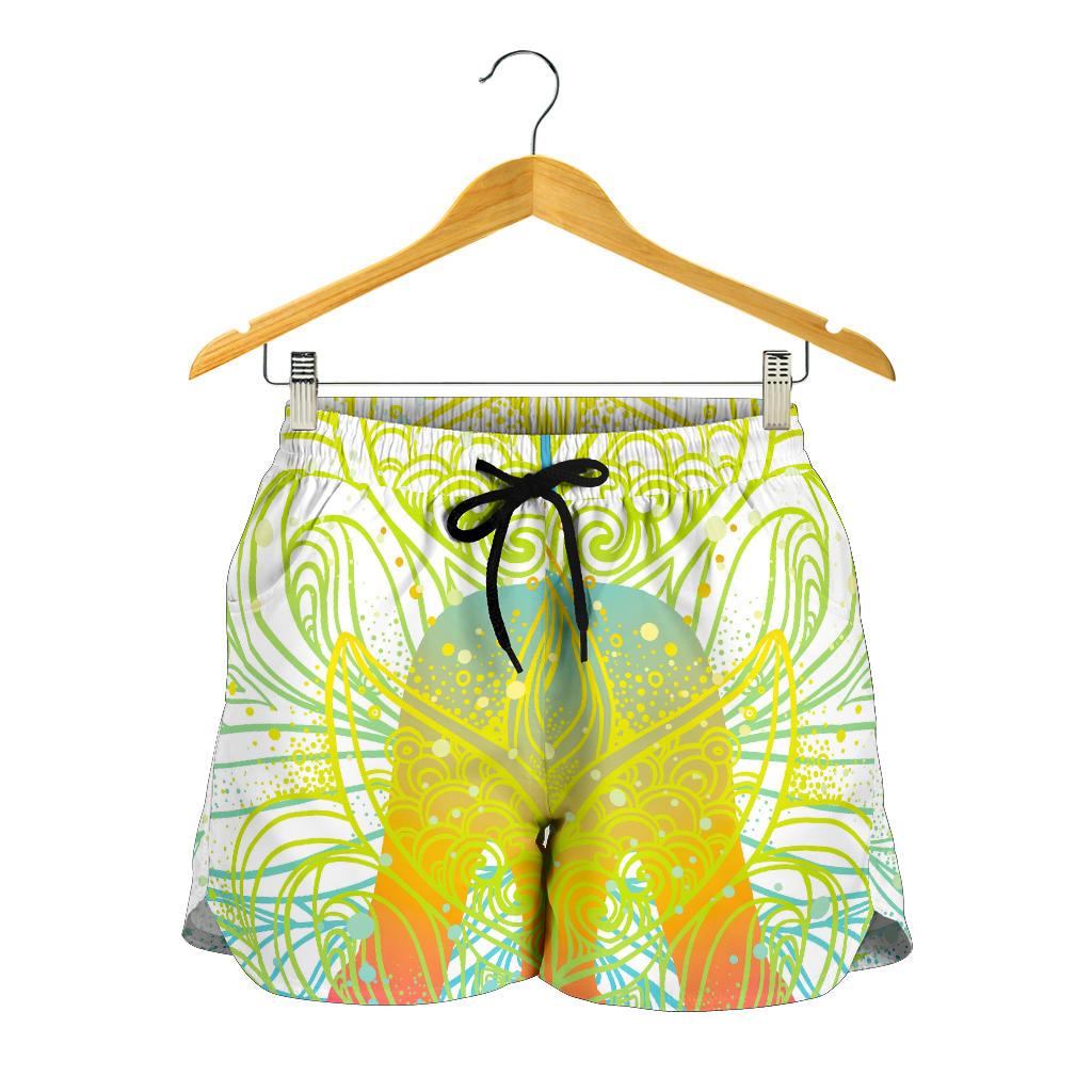 Colorful Buddha Lotus Print Women's Shorts