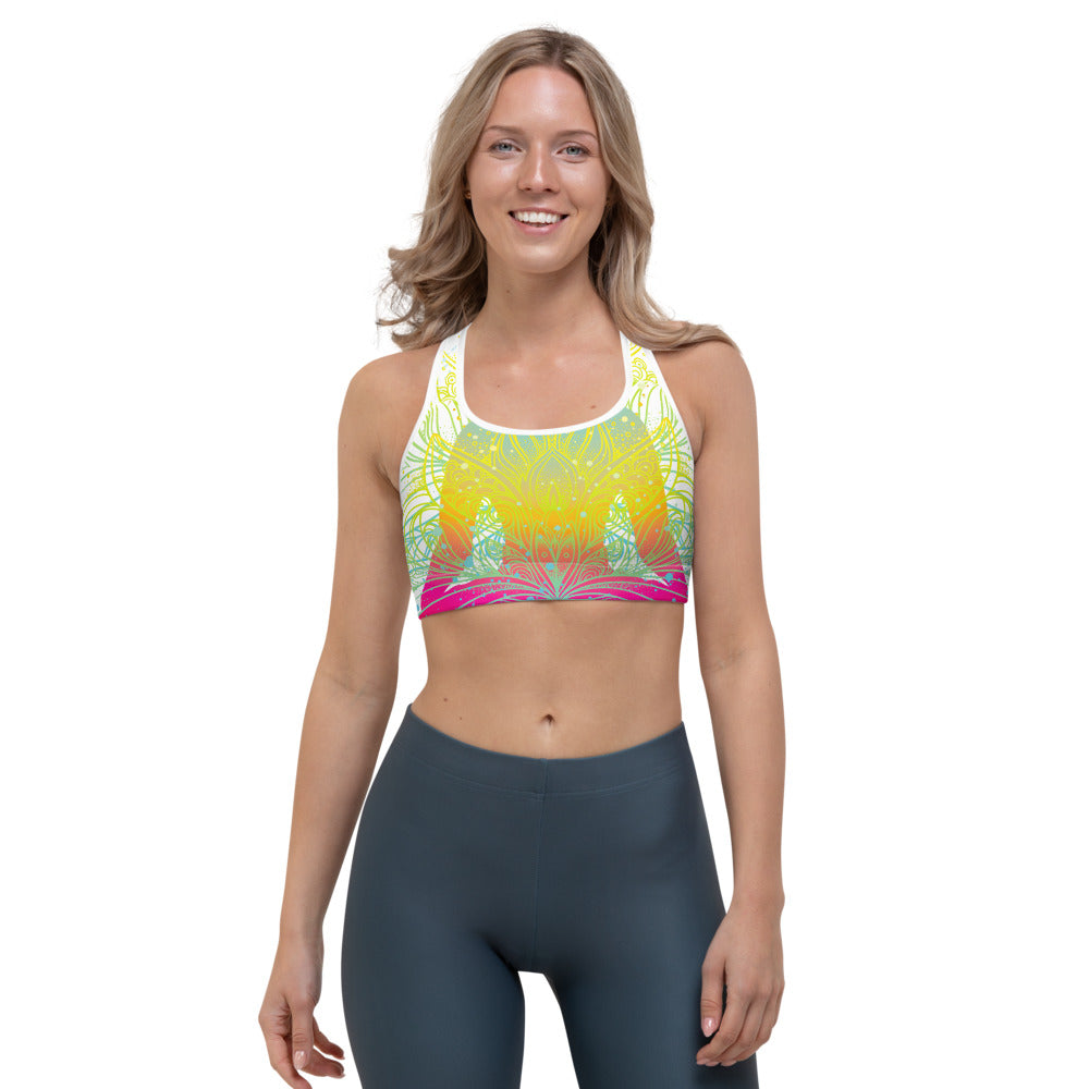 Colorful Buddha Lotus Print Women's Sports Bra