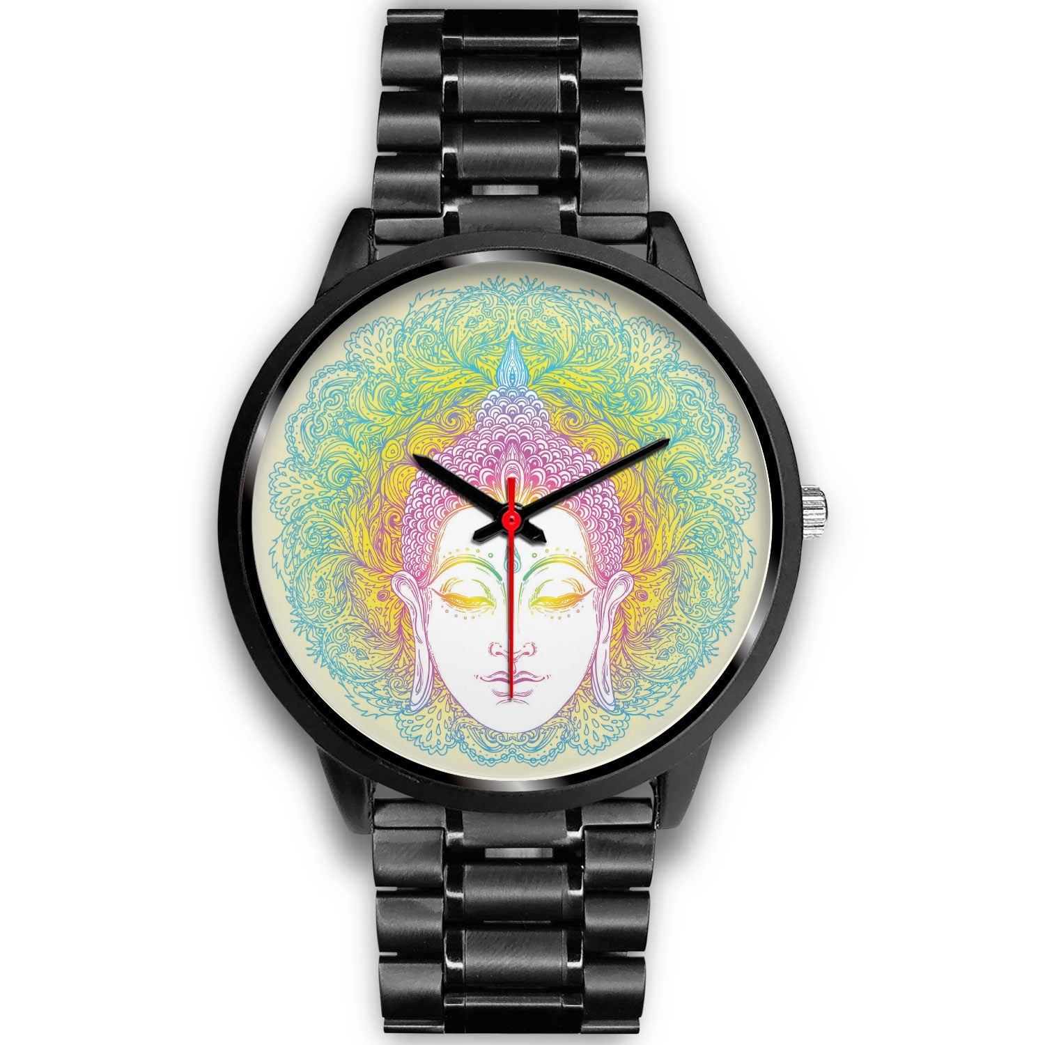 Colorful Buddha Mandala Print Black Watch