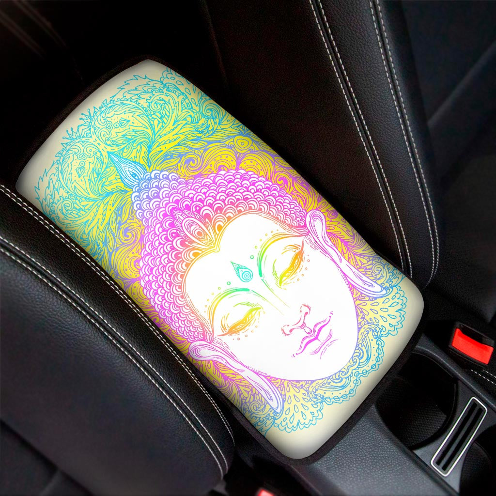 Colorful Buddha Mandala Print Car Center Console Cover