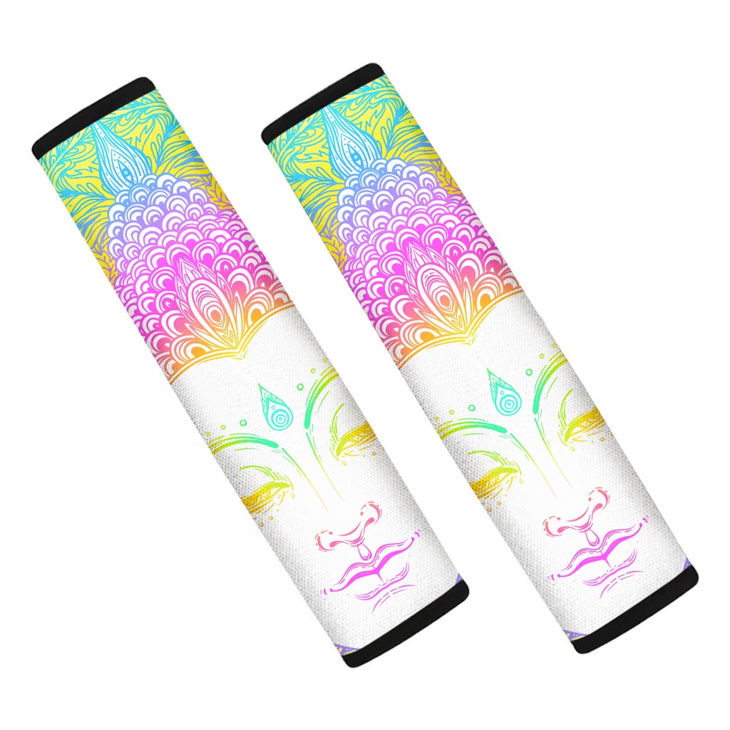 Colorful Buddha Mandala Print Car Seat Belt Covers