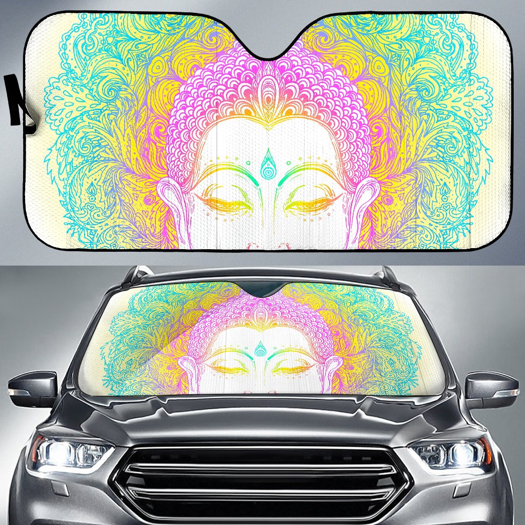 Colorful Buddha Mandala Print Car Sun Shade